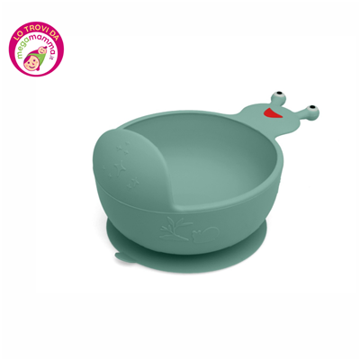 Ciotola Lumaca in Silicone con Ventosa Verde Salvia - Kiokids