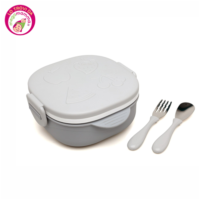 Lunch Box in Acciaio Fruit Grigia 450 ml - Kiokids